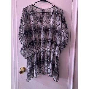 Black and White Blouse With Print